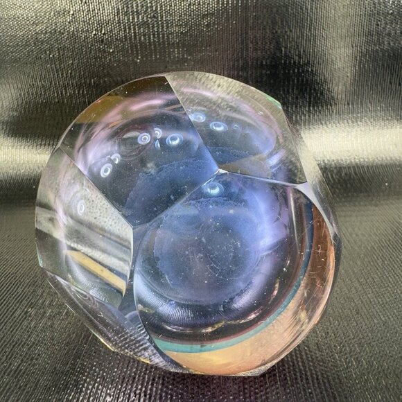 Venetian Murano Art Glass Vase Faceted Bottom Sommerso Heavy Hand Blown Glass - Picture 12 of 16